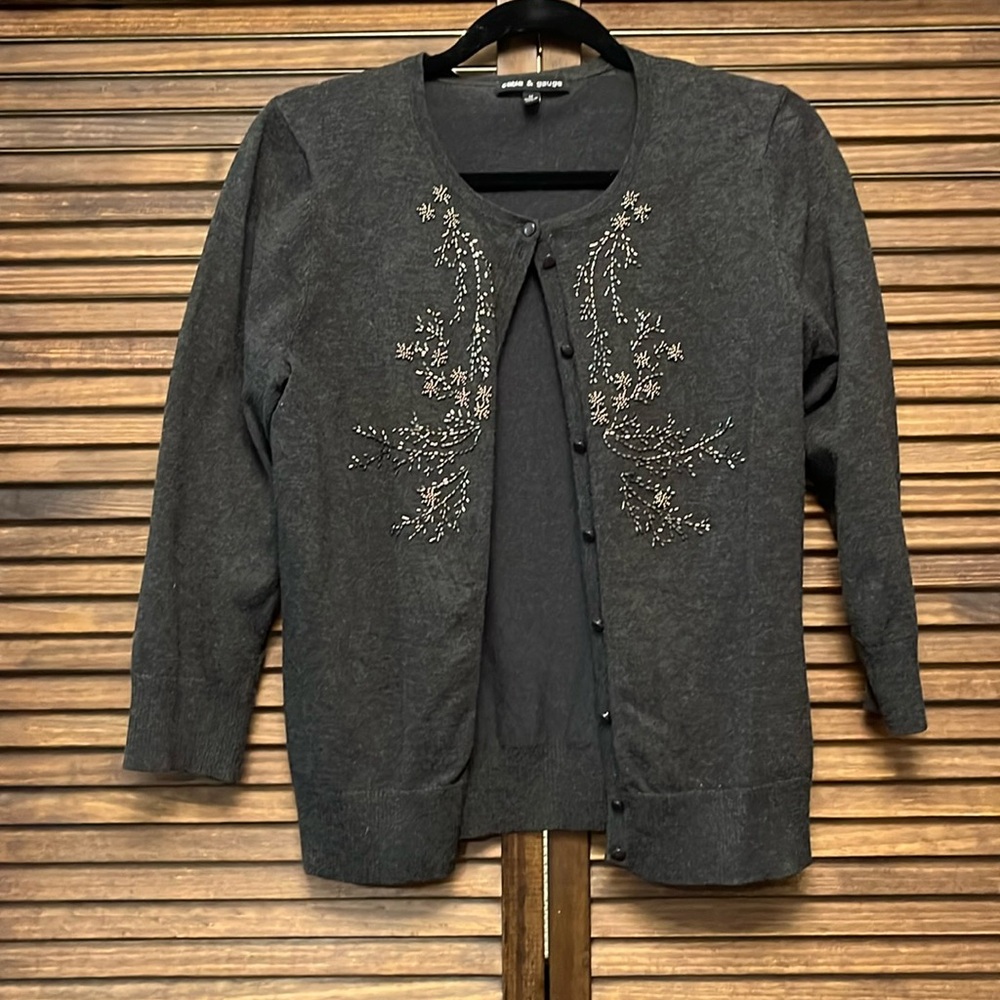 Cable and Gauge Cardigan, Sz Medium